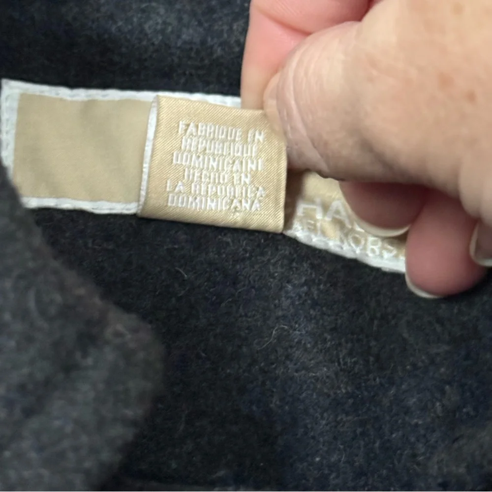 Classic Charcoal Double-Breasted Women's Coat with Military type details. Size S